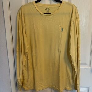Polo Ralph Lauren Light Pale Yellow Cotton Long Sleeve Tee Shirt, L